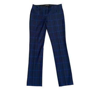 Express Columnist Blue Windowpane Plaid Dress Pants Slim Boot Cut Size 2R